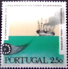 Selo postal de Portugal de 1970 Cable-laying Ship Great Eastern 2$50