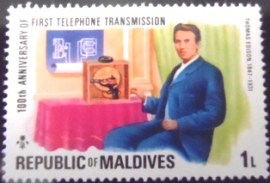 Selo postal das Maldivas de 1976 Thomas Alva Edison