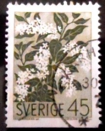 Selo postal da Suécia de 1968 Bird cherry
