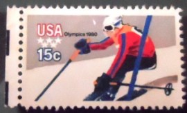 Selo postal dos Estados Unidos de 1980 Skiing