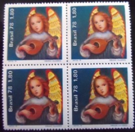 Quadra de selos do Brasil de 1978 Anjo e Ataúde