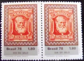 Par de selos do Brasil de 1978 Barba Branca