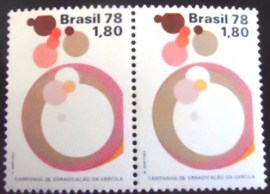 Par de selos postais do Brasil de 1978 Varíola
