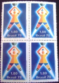 Quadra de selos do Brasil de 1978 Jogador e Taça