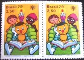 Par de selos postais do Brasil de 1979 João Bolinha