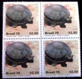 Quadra de selos postais do Brasil de 1989 Tartaruga do Amazonas
