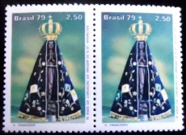 Par de selos postais do Brasil de 1979 N. S. Aparecida