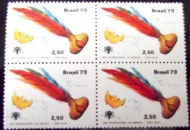 Quadra de selos postais do Brasil de 1979 Peteca