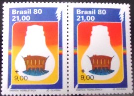 Par de selos postais do Brasil de 1980 Energia Hidrelétrica