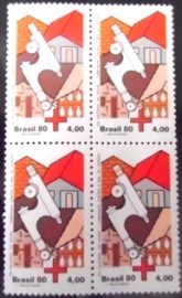 Quadra de selos do Brasil de 1980 Mal de Chagas