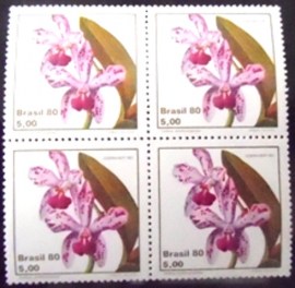 Quadra de selos postais do Brasil de 1980 Catleya
