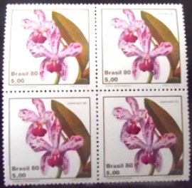Quadra de selos postais do Brasil de 1980 Catleya