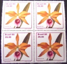 Quadra de selos do Brasil de 1980 Laelia Ten