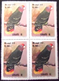 Quadra de selos postais do Brasil de 1980 Cara Roxa