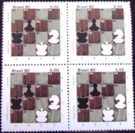 Quadra de selos do Brasil de 1980 Xadrez Postal