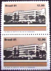 Par de selos do Brasil de 1981 Cinquentenário do Instituto Militar de Engenharia