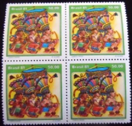 Quadra de selos postais do Brasil de 1981 Caboclinhos