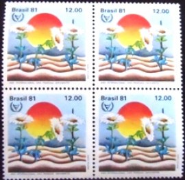 Quadra de selos postais do Brasil de 1981 Pessoas Deficientes