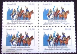 Quadra de selos postais do Brasil de 1982 Grito do Ipiranga