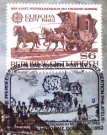 Cartão postal da Áustria de 1982 1st horse-drawn railway Linz-Freistadt-Budweis