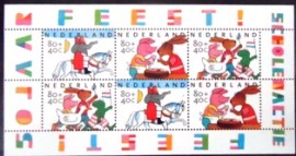 Envelope + Bloco postal da Holanda de 1998 Children's feasts