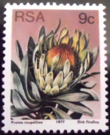 Selo postal da África do Sul de 1977 Silver sugarbush