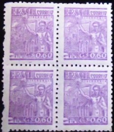 Quadra de selos postais do Brasil de 1948 Siderurgia 60