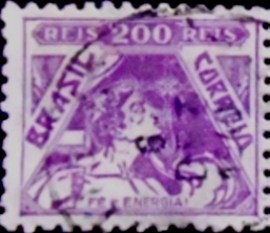 Selo postal do Brasil de 1939 Fé e Energia 200
