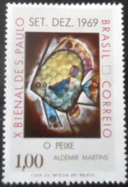 Selo postal do Brasil de 1969 O Peixe