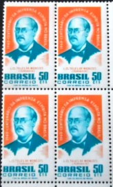 Quadra de selos postais do Brasil de 1969 Teles de Menezes