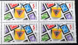 Quadra de selos postais do Brasil de 1969 Soc Philatélica Paulista