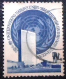 Selo postal das Nações Unicas de 1951 UN Symbol with Building