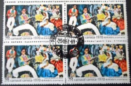 Quadra de selos postais do Brasil de 1969 Ritmista com Pandeiro