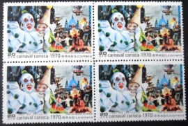 Quadra de selos postais do Brasil de 1969 Carnaval Carioca 20