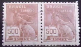 Par de selos postais do Brasil 1937 Mercúrio e Globo 500
