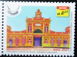 Selo postal do Brasil de 2023 Mercado Adolpho Lisboa Manaus
