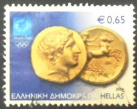 Selo postal da Grécia de 2004 Gold Stater