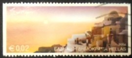 Selo postal da Grécia de 2004 Santorini