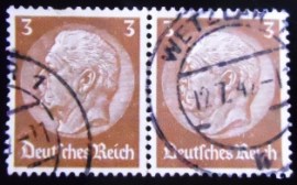 Par de selos da Alemanha Reich de 1934 Paul von Hindenburg 3
