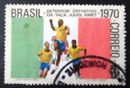 Selo postal do Brasil de 1970 Pelé, Tostão e Jairzinho