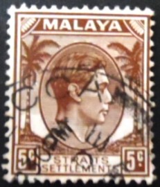 Selo postal do Straitis Settlements-Malaya de 1937 King George VI