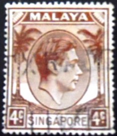 Selo postal de Singapura de 1951 King George VI