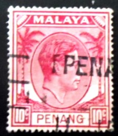 Selo postal de Penang Malaya de 1949 King George VI