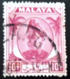 Selo postal de Selangor Malaya de 1949 Sultan Hisamuddin Alam Shah