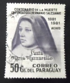 Selo postal do Paraguai de 1981 St. Maria Mazzarello