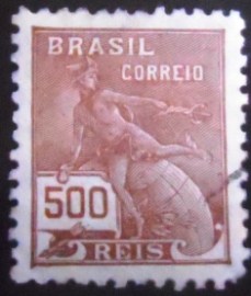 Selo postal do Brasil 1931 Mercúrio e Globo 500 A
