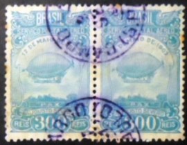 Par de selos postais do Brasil de 1929 PAX Augusto Severo