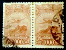 Par de selos postais Aéreos de 1934 Jahu Ribeiro de Barros