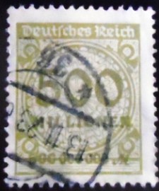 Selo postal da Alemanha de 1923 Value in Millionen 500