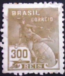 Selo postal do Brasil de 1936 Mercúrio e Globo 300